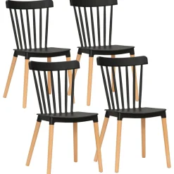 Conjunto de 4 sillas Sagitario Homcom 120kg blanco/natural