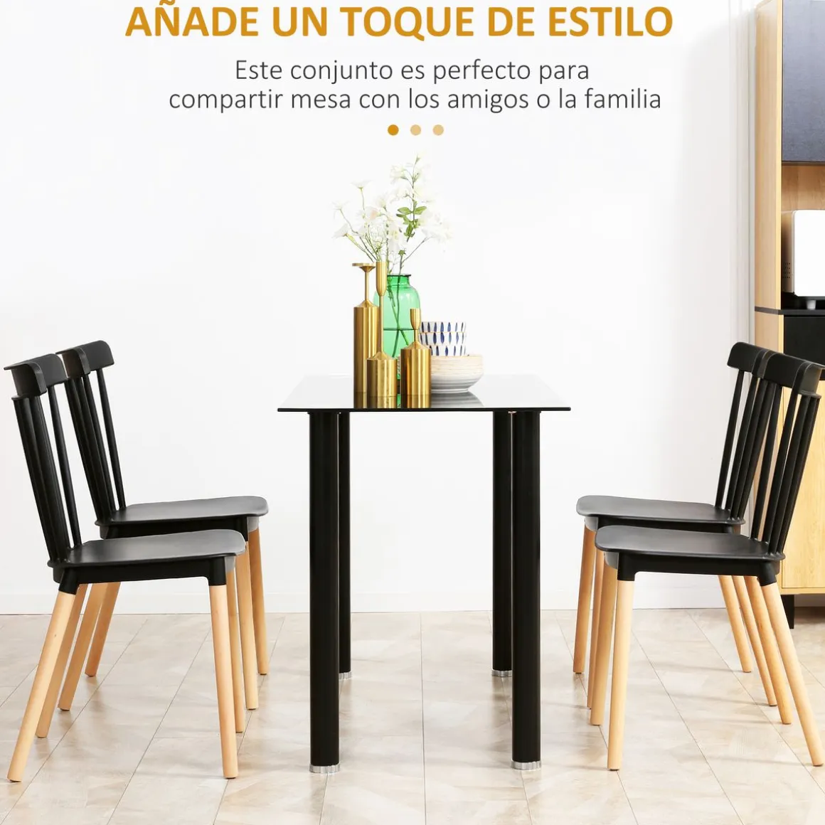 Conjunto de 4 sillas Sagitario Homcom 120kg blanco/natural