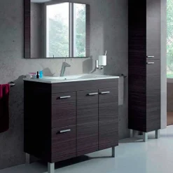 Conjunto de baño Aktiva con espejo y lavabo blanco 80 cm