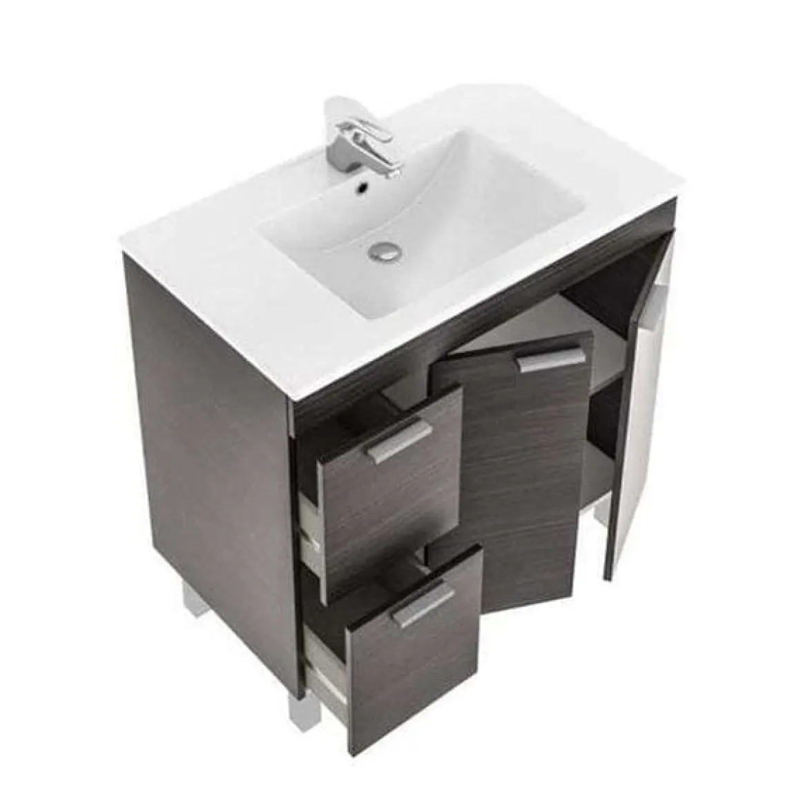 Conjunto de baño Aktiva con espejo y lavabo blanco 80 cm