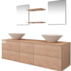 Conjunto de baño Cuba 7 piezas con lavabo beige