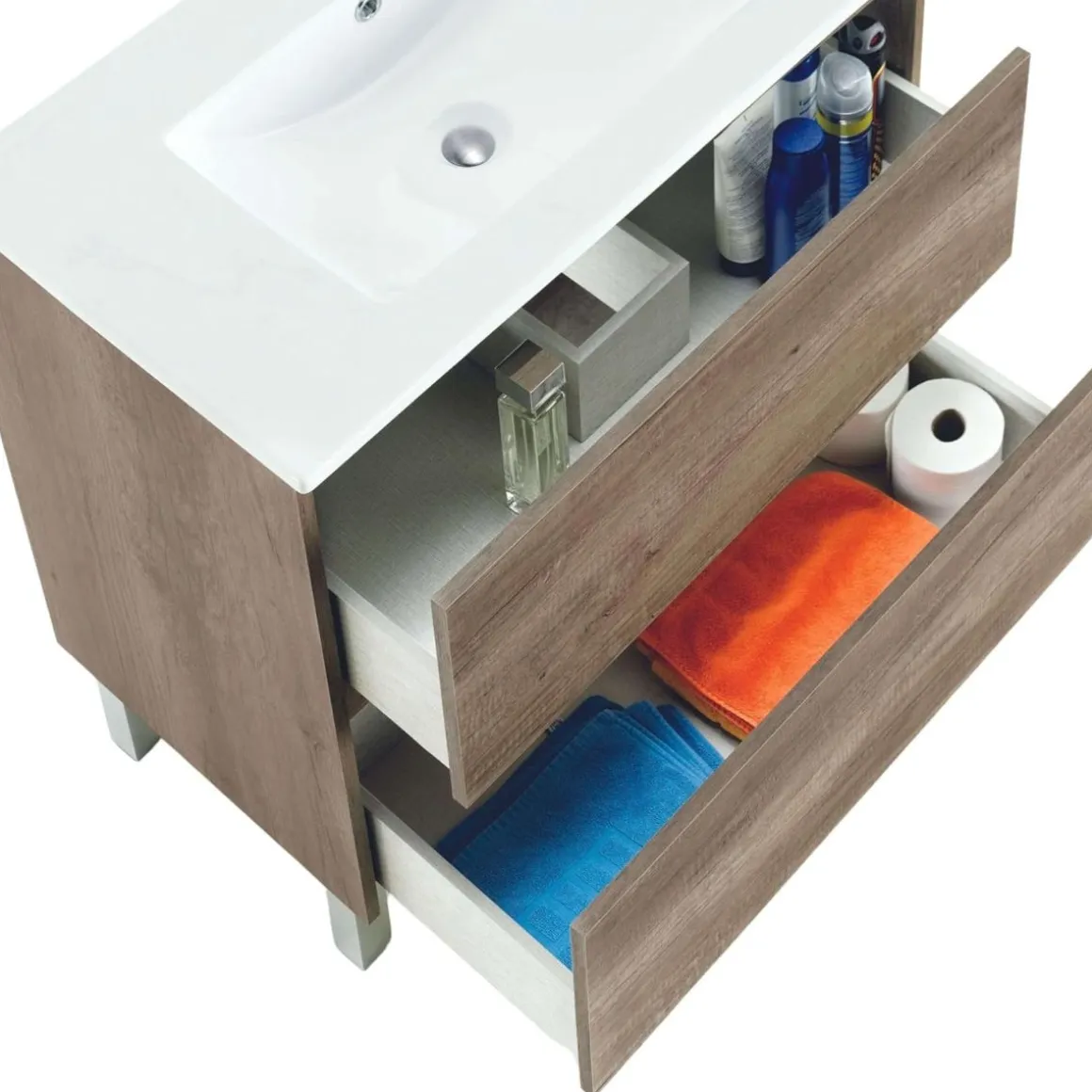 Conjunto de baño Dakota lavabo + mueble + espejo nordik 80 cm