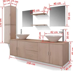 Conjunto de baño Dishio 11 piezas con lavabo y grifo