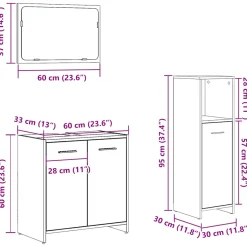 Conjunto de baño Gales mueble de lavabo + espejo + armario gris