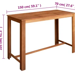 Conjunto de cocina Guadalupe 1 mesa alta + 6 taburetes madera natural