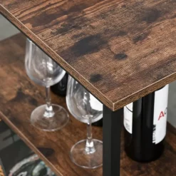 Conjunto de cocina Homcom mesa alta con estantes+2 taburetes negro/ marrón rústico