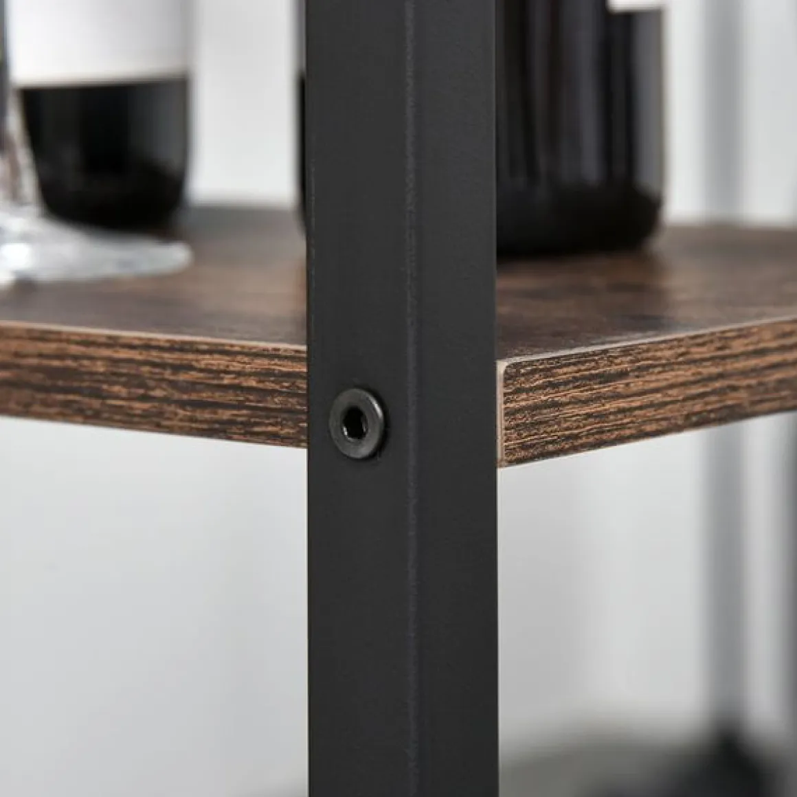 Conjunto de cocina Homcom mesa alta con estantes+2 taburetes negro/ marrón rústico