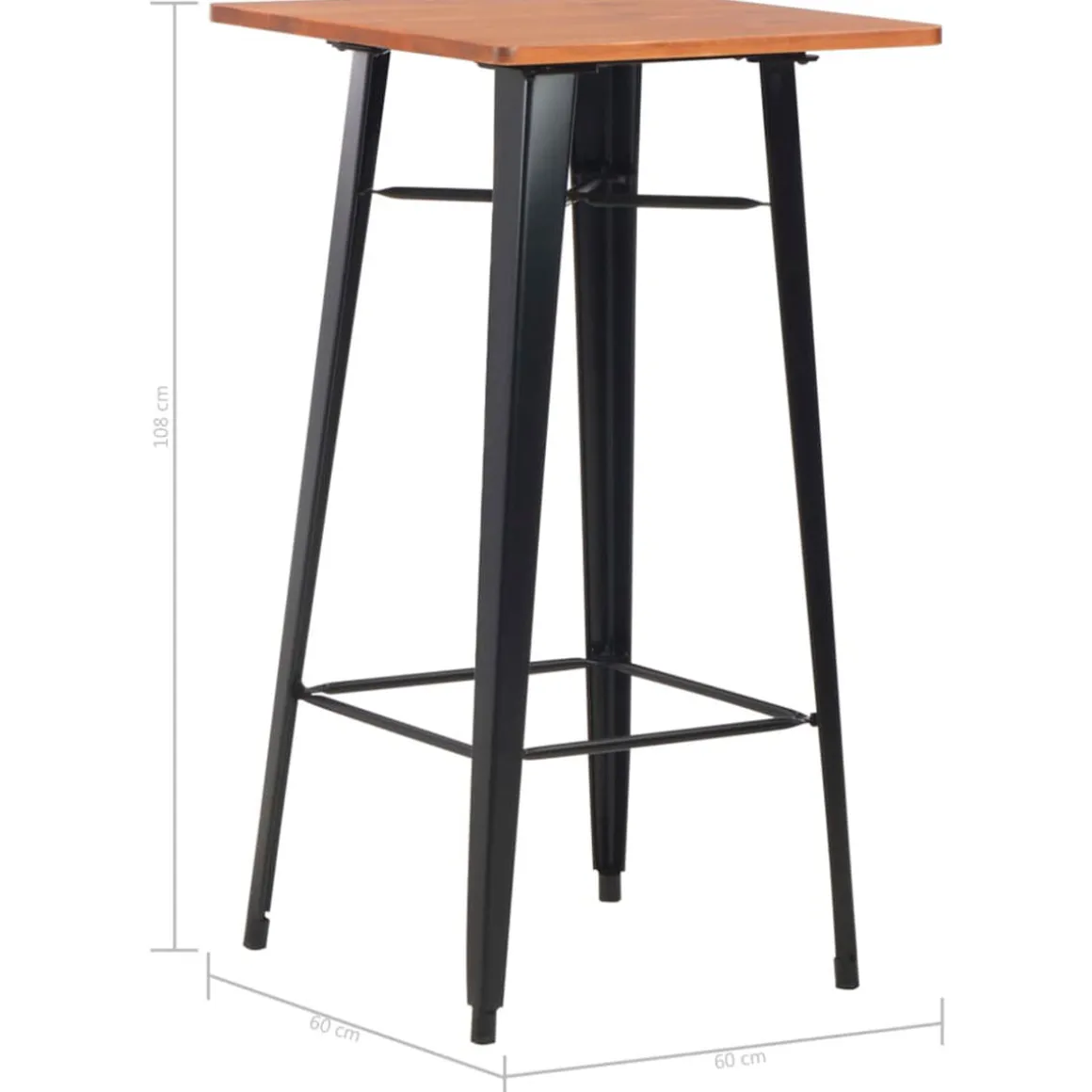 Conjunto de cocina Lena 1 mesa alta + 2 taburetes acero negro/natural