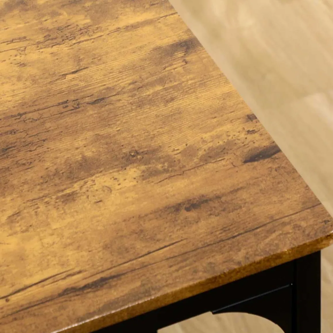 Conjunto de comedor Alcalá Homcom 1 mesa + 4 taburetes roble/negro