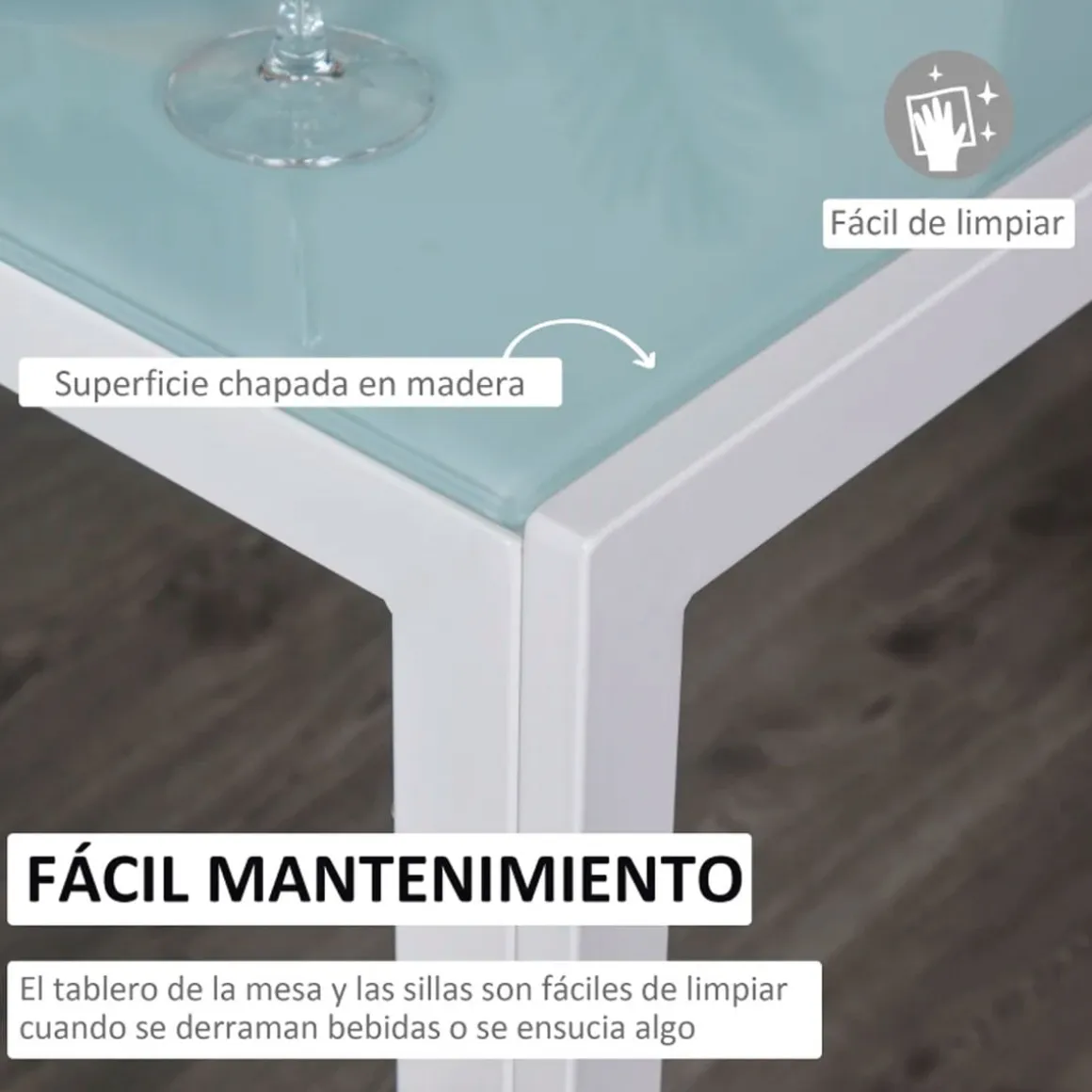 Conjunto de comedor Asia Homcom 1 mesa + 4 sillas blanco