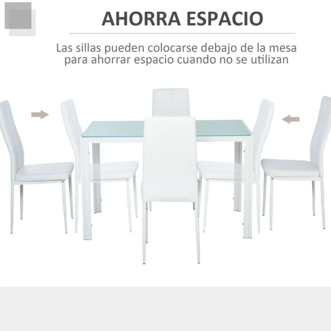 Conjunto de comedor Asia Homcom 1 mesa + 4 sillas blanco