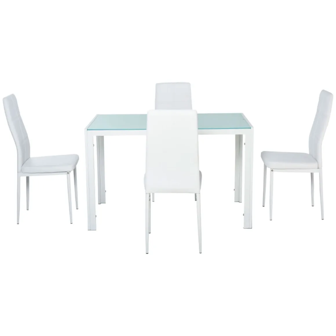 Conjunto de comedor Asia Homcom 1 mesa + 4 sillas blanco