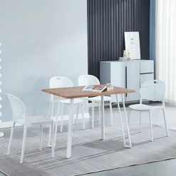 Conjunto de comedor Jansen 1 mesa + 5 sillas madera/blanco