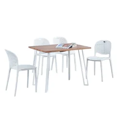 Conjunto de comedor Jansen 1 mesa + 5 sillas madera/blanco
