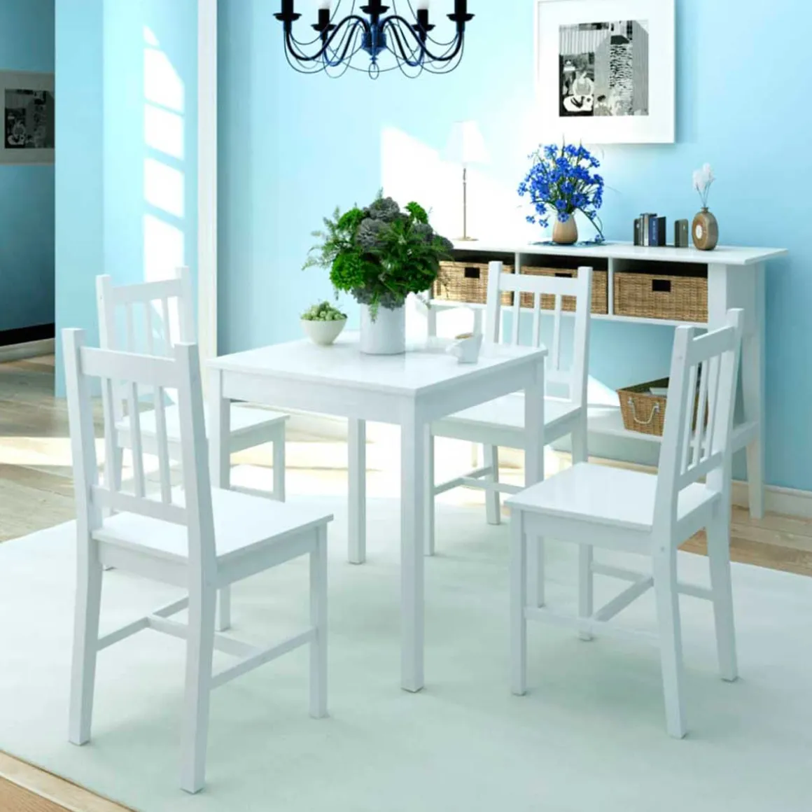 Conjunto de comedor Larisa 1 mesa + 4 sillas blanco