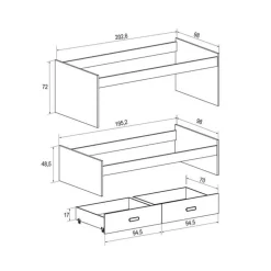 Conjunto de dormitorio Champion 4 piezas cambria/blanco