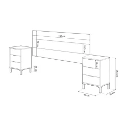 Conjunto de dormitorio Enzo cabecero + 2 mesitas