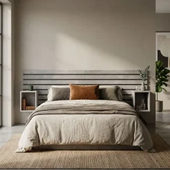 Conjunto de dormitorio Kroma cabecero con 2 mesitas de noche flotante 70x214x3 cm