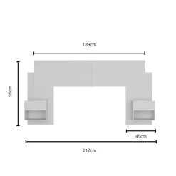 Conjunto de dormitorio Mónica cabecero + 2 mesitas de noche blanco