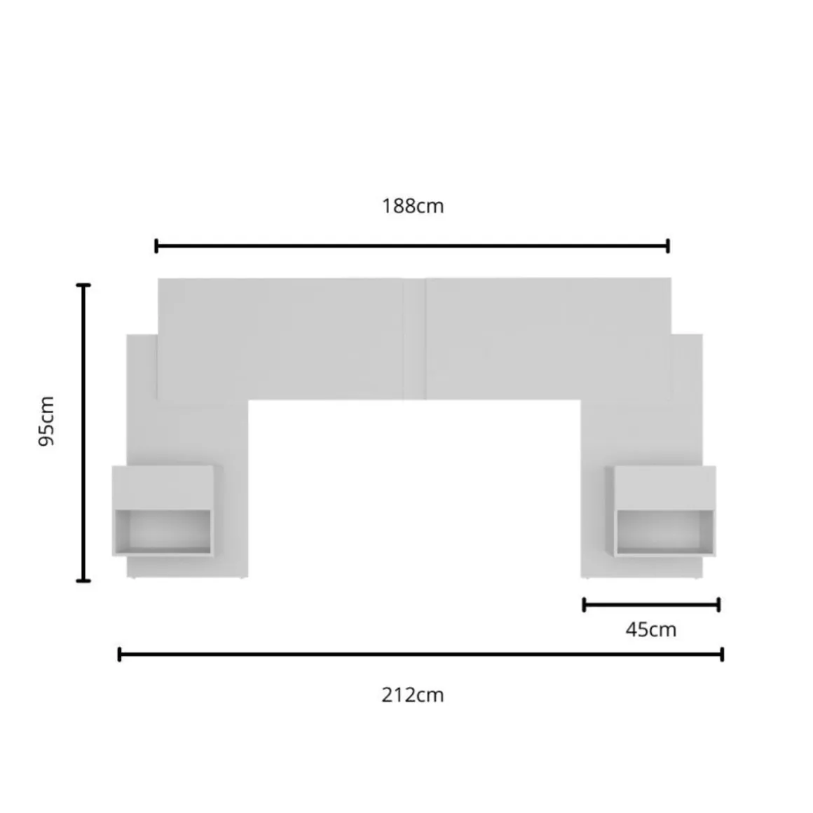 Conjunto de dormitorio Mónica cabecero + 2 mesitas de noche blanco