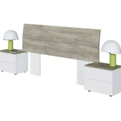 Conjunto de dormitorio New Dreams 2 mesitas + cabecero alaska/blanco artik