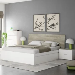Conjunto de dormitorio New Dreams 2 mesitas + cabecero alaska/blanco artik