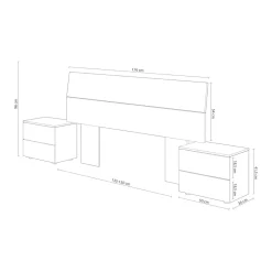 Conjunto de dormitorio New Dreams 2 mesitas + cabecero alaska/blanco artik