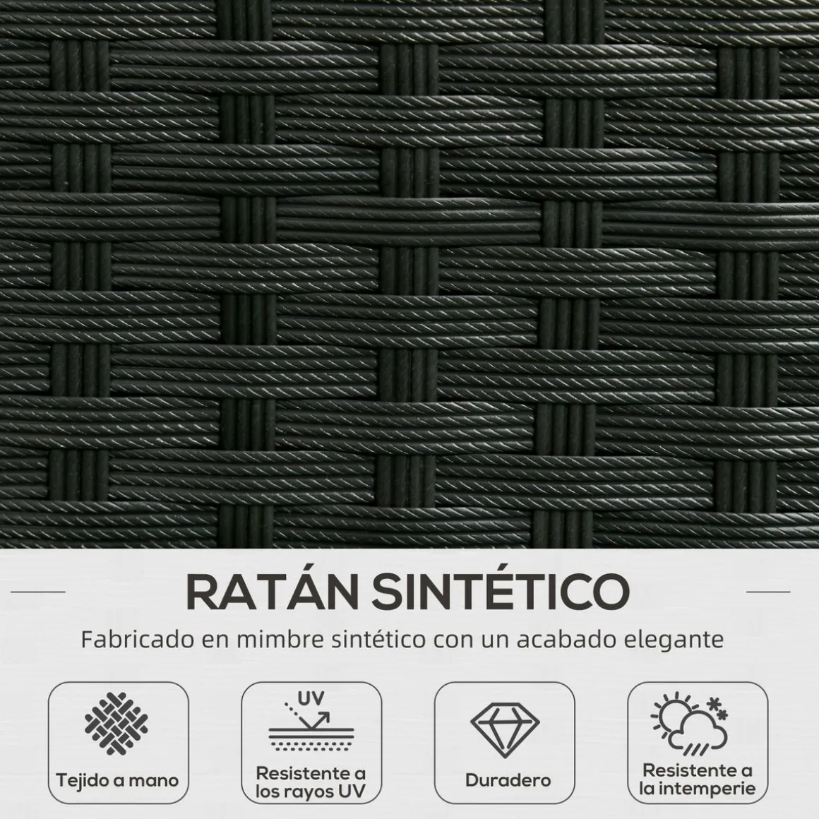 Conjunto de jardin Outsunny 3 piezas ratán negro