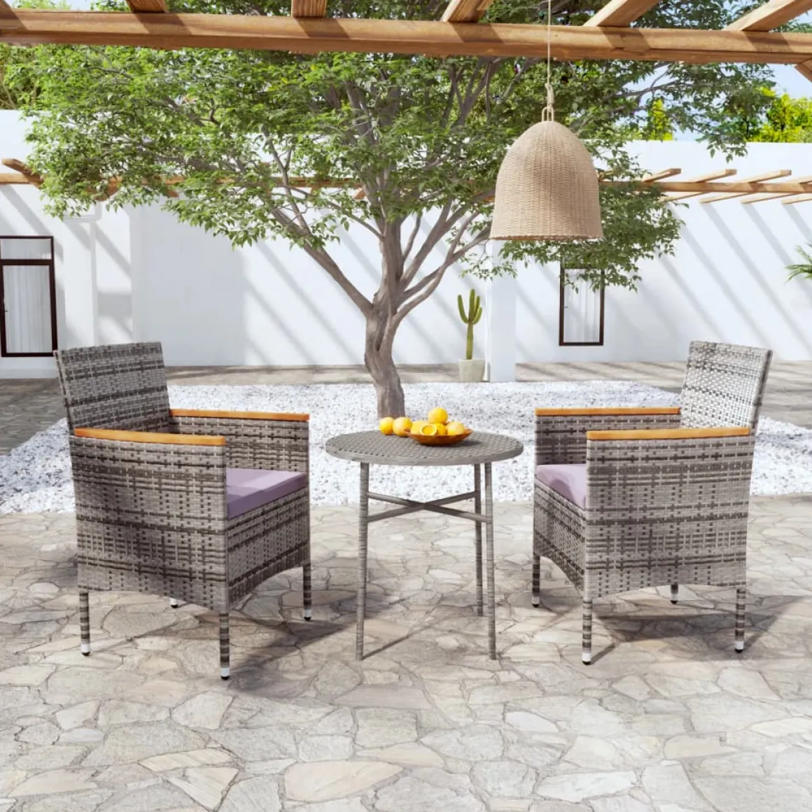 Conjunto de jardín 1 mesa redonda + 2 sillones
