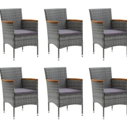 Conjunto de jardín 1 mesa+6 sillones con cojines