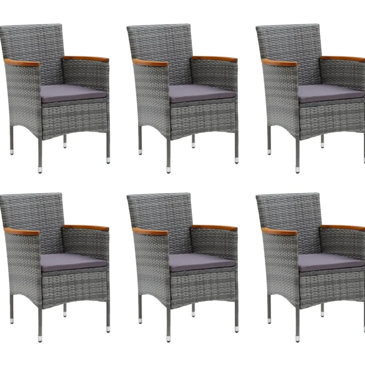 Conjunto de jardín 1 mesa+6 sillones con cojines