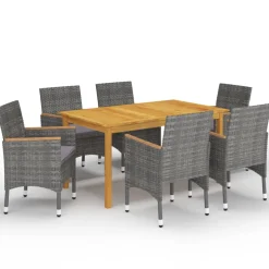 Conjunto de jardín 1 mesa+6 sillones con cojines