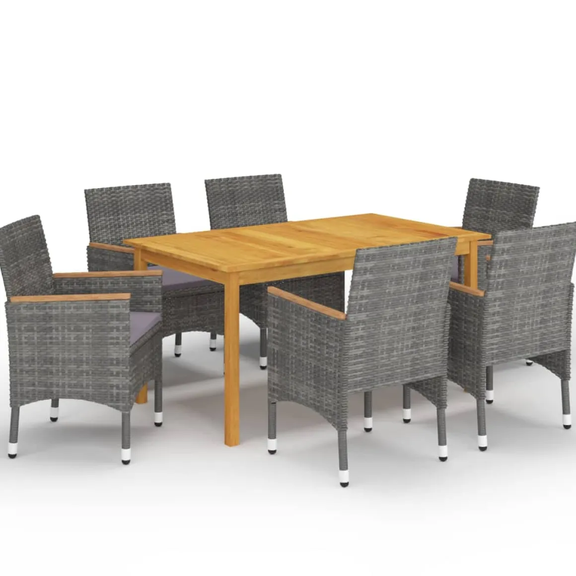 Conjunto de jardín 1 mesa+6 sillones con cojines