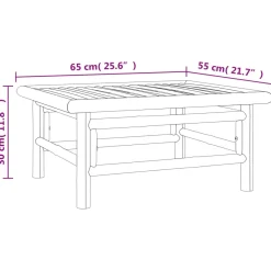 Conjunto de jardín 2 sofás + 1 mesa + 1 reposapiés bambú