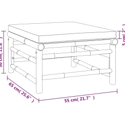 Conjunto de jardín 2 sofás + 1 mesa + 1 reposapiés bambú