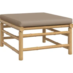 Conjunto de jardín 2 sofás + 1 mesa + 1 reposapiés bambú
