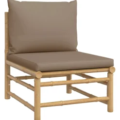 Conjunto de jardín 2 sofás + 1 mesa + 1 reposapiés bambú