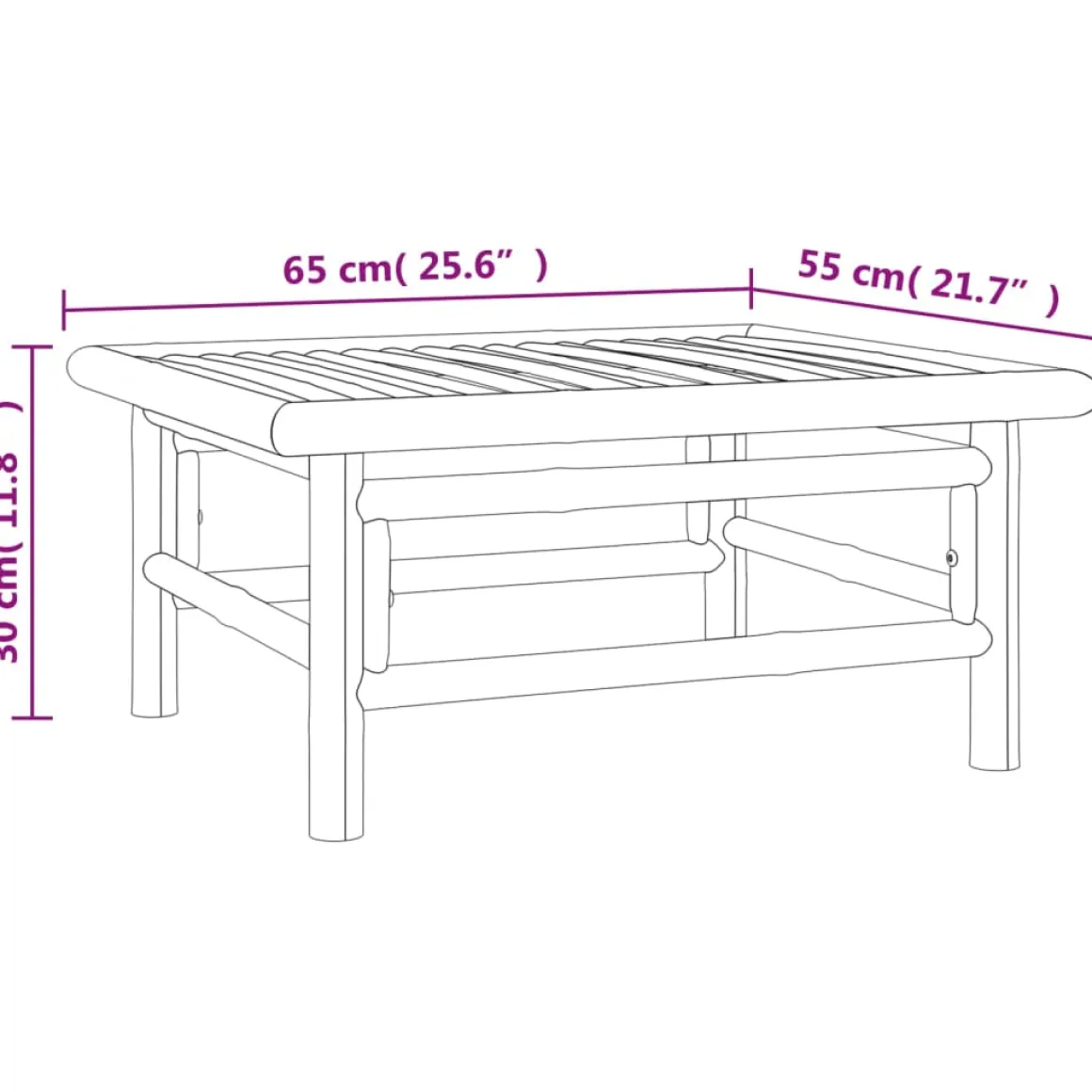Conjunto de jardín 2 sofás + 1 mesa + 1 reposapiés bambú