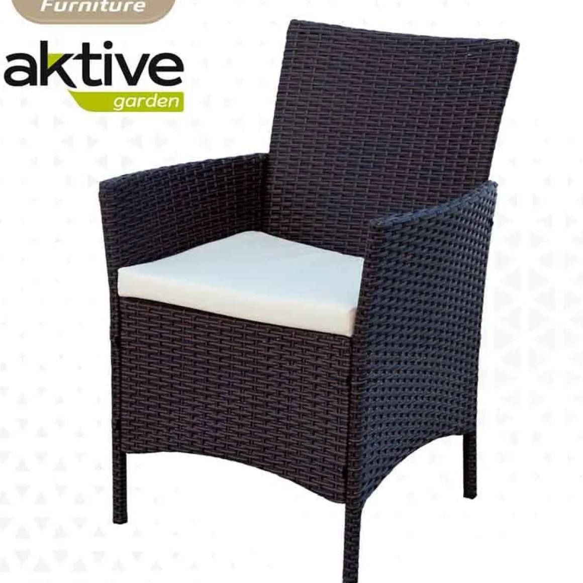 Conjunto de jardín Aktive Garden 4 sillones+mesa cuadrada con cojines ratán sintético negro
