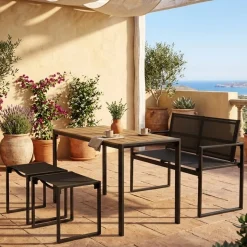 Conjunto de jardín Aria sofá + mesa + 2 taburetes antracita