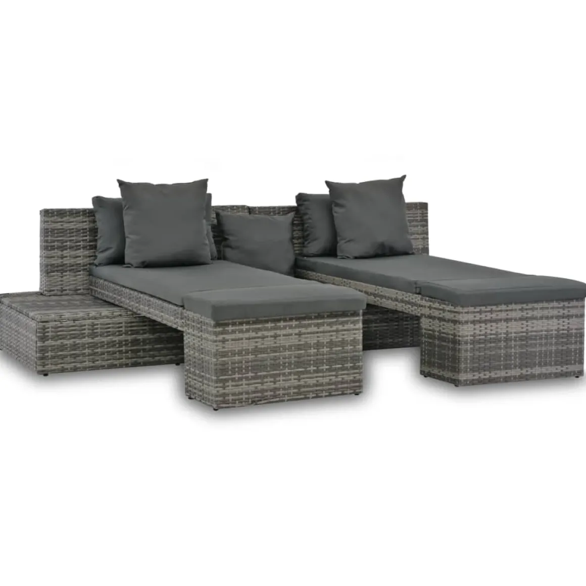 Conjunto de jardín Batford 2 sofás + 2 tumbonas gris 65x240x74 cm