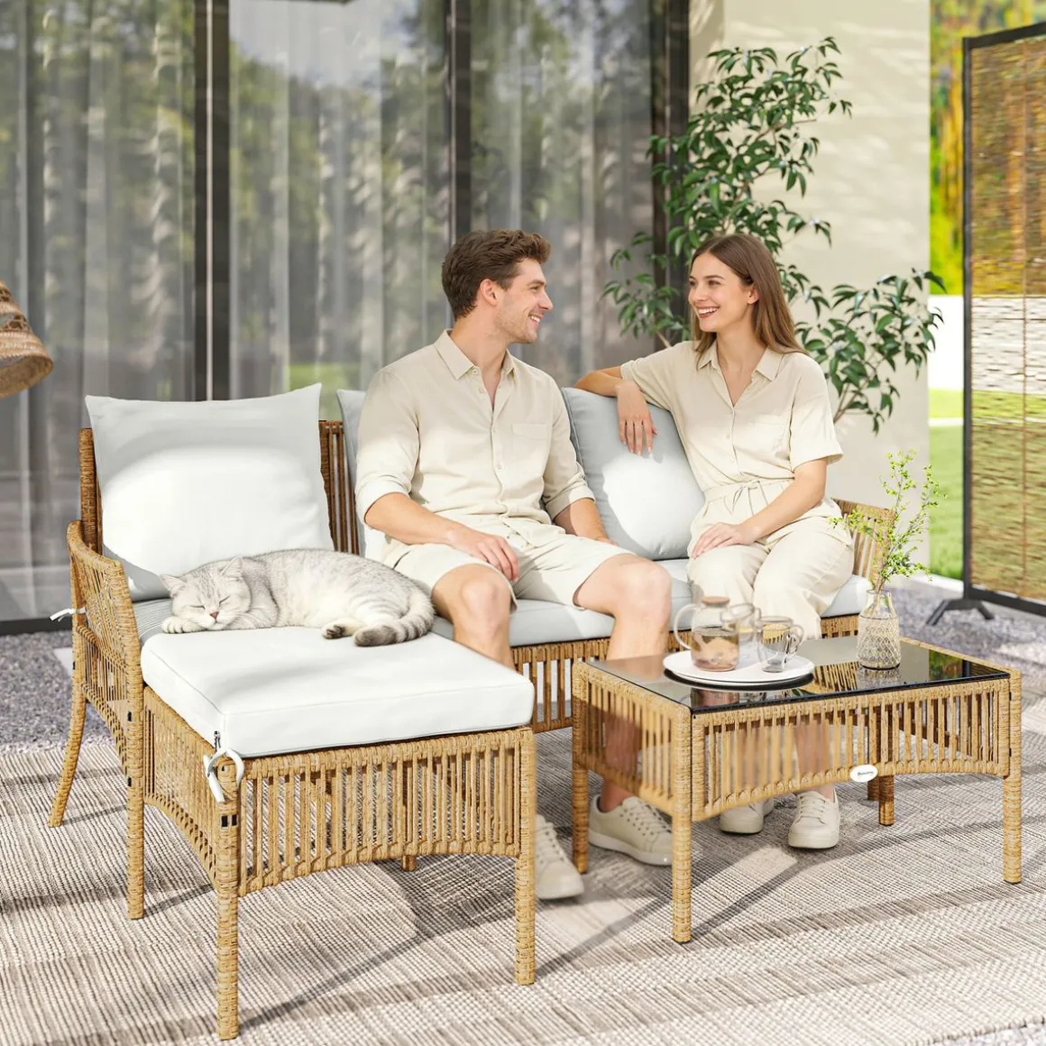 Conjunto de jardín Belt Outsunny diseño modular 3 piezas