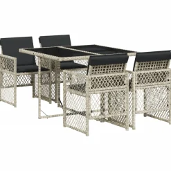 Conjunto de jardín Bombay mesa + 4 sillones + cojines