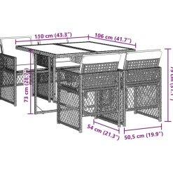 Conjunto de jardín Bombay mesa + 4 sillones + cojines