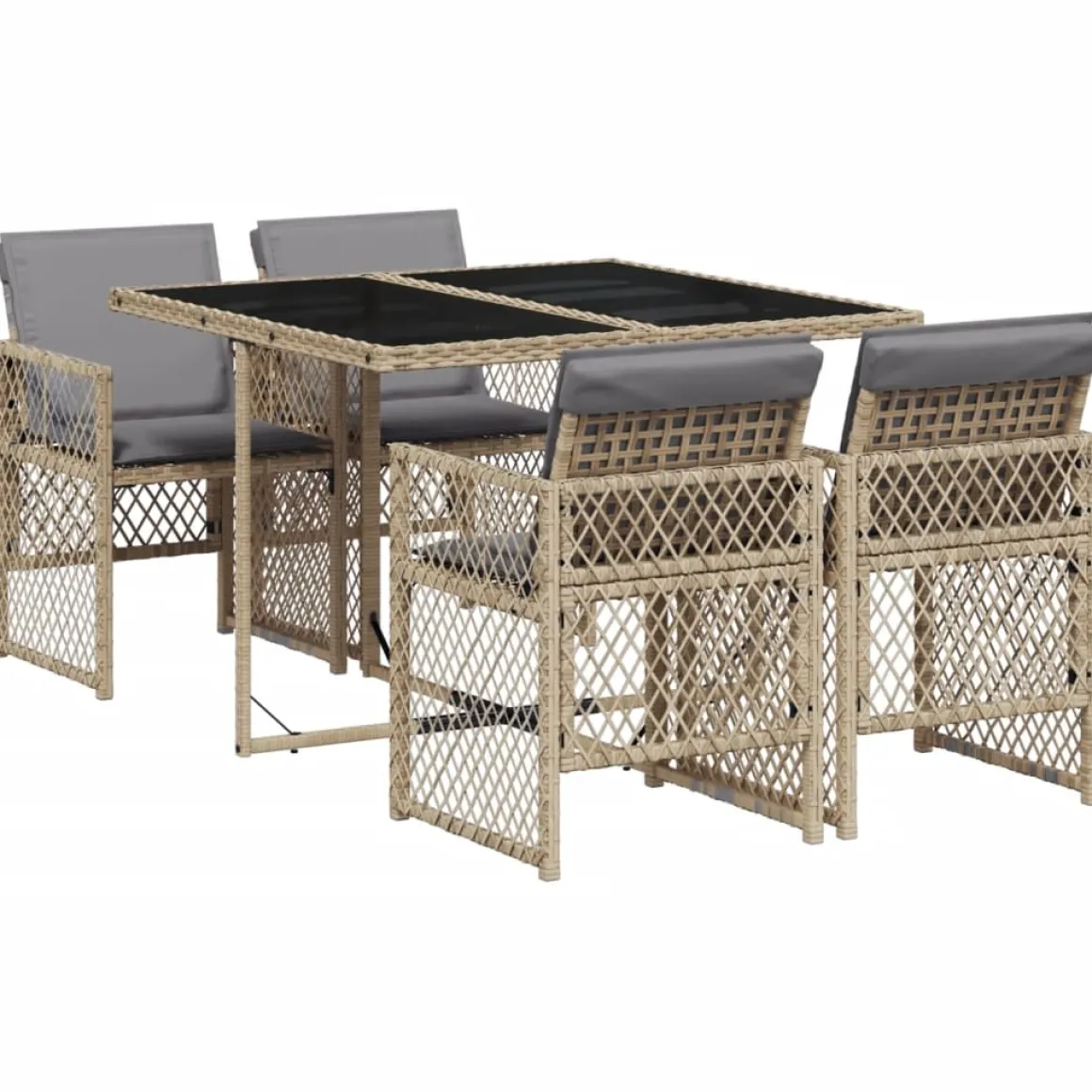 Conjunto de jardín Bombay mesa + 4 sillones + cojines