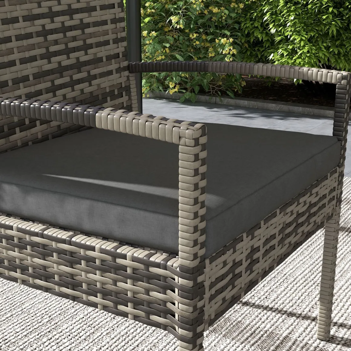 Conjunto de jardín Brilliant Outsunny 3 sillones + 1 mesa gris