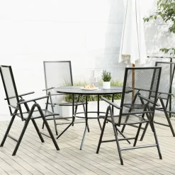 Conjunto de jardín Brulle 4 sillas + mesa antracita