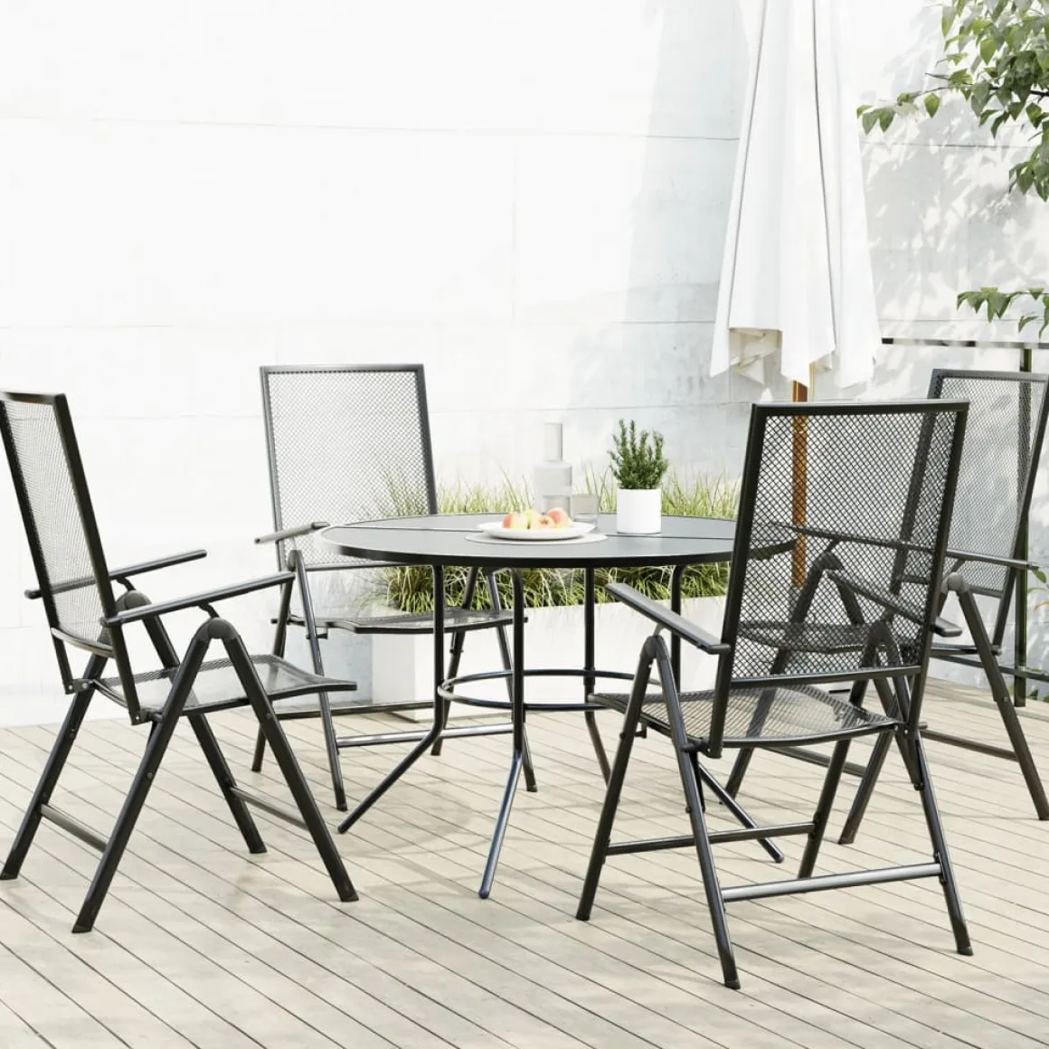 Conjunto de jardín Brulle 4 sillas + mesa antracita