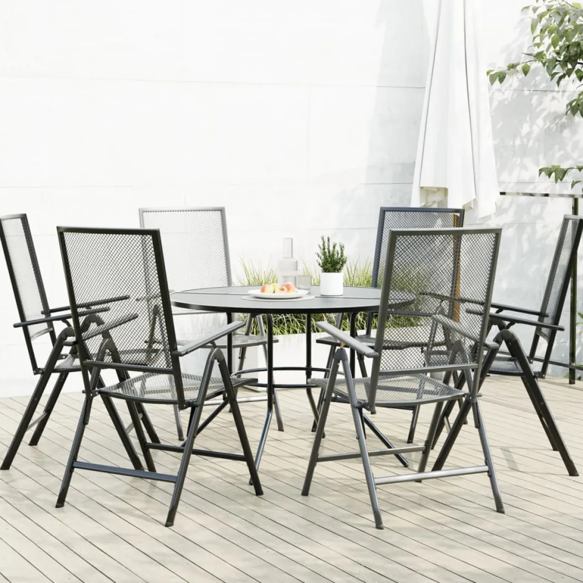 Conjunto de jardín Brulle 6 sillas + mesa antracita