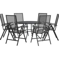 Conjunto de jardín Brulle 6 sillas + mesa antracita